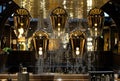 Tom Dixon pendant lights hanging in the Liberty of London store, Regent Street London UK.