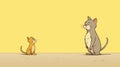 Minimalist Cartoon Cats Talking In Yellow Background