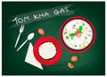 Tom Kha Gai or Chicken Coconut Milk Soup on Chalkboard