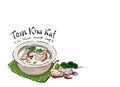 Tom Kha kai: Thai chicken coconut soup and copy space.