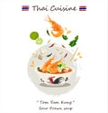 Tom Kung Thai hot Tom Yum and spicy soup vector design on white background.