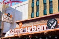 Tom`s Urban sign at fast casual restaurant on The Strip