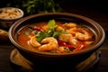 Tom Yam Gung spicy and sour shrimp soup. Traditional Thai dishes