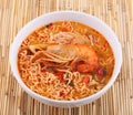 Tom Yam Koong soup with noodles Royalty Free Stock Photo