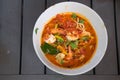 Tom Yum Goong with instant noodle Royalty Free Stock Photo
