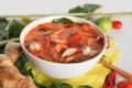 Thai Tom Yum Goong or spicy tom yum soup with prawns shrimps Royalty Free Stock Photo