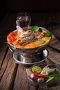 Tom yum goong spicy Thai seafood soup Royalty Free Stock Photo