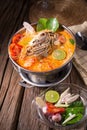 Tom yum goong spicy Thai seafood soup Royalty Free Stock Photo