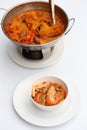 Tom Yum Goong - Thai hot and spicy soup with shrimp Royalty Free Stock Photo