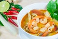 Tom Yum Goong - Thai hot and spicy soup with shrimp. Royalty Free Stock Photo