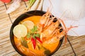 Tom Yum Goong, Thai hot spicy soup shrimp Royalty Free Stock Photo