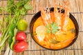 Tom Yum Goong, Thai hot spicy soup shrimp Royalty Free Stock Photo