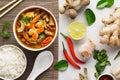 Tom Yum Goong or Tom Yam Kung and set of ingredients Royalty Free Stock Photo
