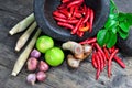 Tom yum herbal ingredients Royalty Free Stock Photo