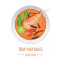 Tom Yum Kung famous Thai food,realistic with top view style