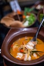 Tom Yum Kung : Thai spicy soup with shrimp Royalty Free Stock Photo