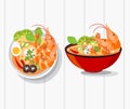 Tom Yum Kung Thai spicy soup vector , thai food