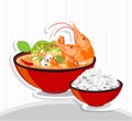 Tom Yum Kung Thai spicy soup vector , thai food Royalty Free Stock Photo