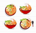 Tom Yum Kung Thai spicy soup vector , thai food