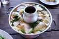 Tom Yum seafood in hot pot on table. Royalty Free Stock Photo