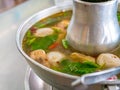 Tom Yum Soup seafood, Thai food cuisine hot pot traditional style. Royalty Free Stock Photo