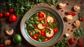 Tom yum soup table meal dinner spicy thai prawn hot bowl shrimp fish fresh dish cuisine Royalty Free Stock Photo