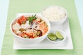 Tom Yum Soup, Thai Food with rice Royalty Free Stock Photo