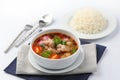 Tom Yum Soup, Thai Food with rice Royalty Free Stock Photo
