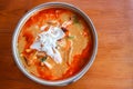 Tom Yum soup, Thai traditional spicy prawn soup with coconut mil
