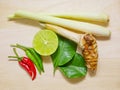 Tom yum or Thai spicy and sour soup ingredients Royalty Free Stock Photo