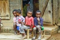 Unknown african children laughing in Malgasy village.