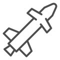 Tomahawk air rocket line icon. Cruise missile weapon symbol, outline style pictogram on white background. Warfare or Royalty Free Stock Photo