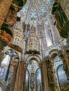 Interior view at the Charola of the Convent of Christ, magnificent Knights Templar architecture, round church altar, paintings and