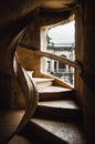 One of the external spiral staircases of the convent of christ, ancient templar stronghold and monastery in Tomar, Portugal