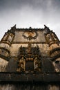 Facade of the Convent of Christ with its famous intricate Manueline window in medieval Templar castle in Tomar, Portugal