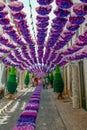 Tomar streets with flower decorations for The Trays Festival