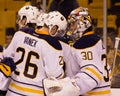 Tomas Vanek and Ryan Miller Royalty Free Stock Photo