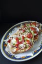 Tomato and bacon Bruschetta arranged on a plate Royalty Free Stock Photo