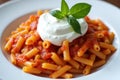 Tomato Basil Pasta and Smoked Pancetta Royalty Free Stock Photo