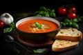 Tomato basil soup bowl. Generate ai Royalty Free Stock Photo