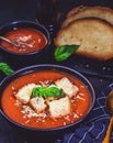 Tomato Basil Soup for keeping you warm Royalty Free Stock Photo