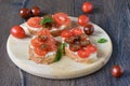 Tomato and basil summer sandwich. Royalty Free Stock Photo