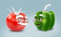 Tomato Bell pepper old cartoon mascot character