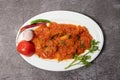 Tomato Bhorta with onion, green chilli bharta and vorta served in dish isolated on background top view of bangladesh food Royalty Free Stock Photo