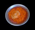 Tomato, carrots and onions in an aluminum bowl Royalty Free Stock Photo