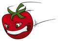 Tomato cartoon character thrown at high speed, Vector illustration