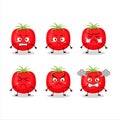 Tomato cartoon character with various angry expressions