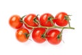 Tomato cherry on branch isolated on white background, clipping path, full depth of field Royalty Free Stock Photo