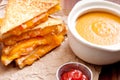 tomato chickpea soup and grilled cheese and tomato sandwiches