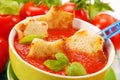 Tomato cream soup with croutons